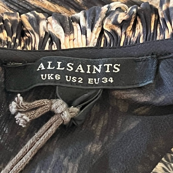 ALL SAINTS ANTHEIA KIKU ANIMAL PRINT TIERED MINI DRESS NWT WOMEN'S SIZE 2 - Picture 13 of 16